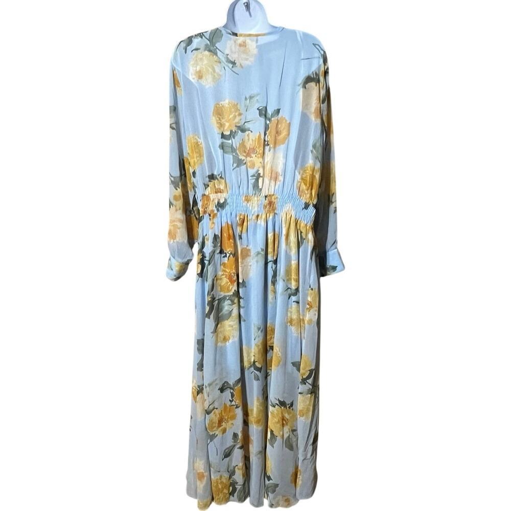 ENFOCUS Floral Boho Maxi Hi Low Dress 20w Peasant Blue Yellow Romantic Flowy EUC - Picture 5 of 9